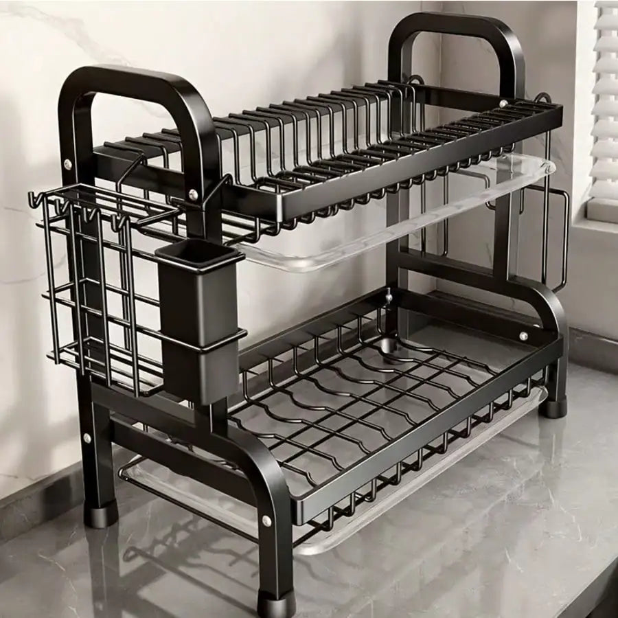 Multi-Functional Large Capacity Dish Rack With Drainer