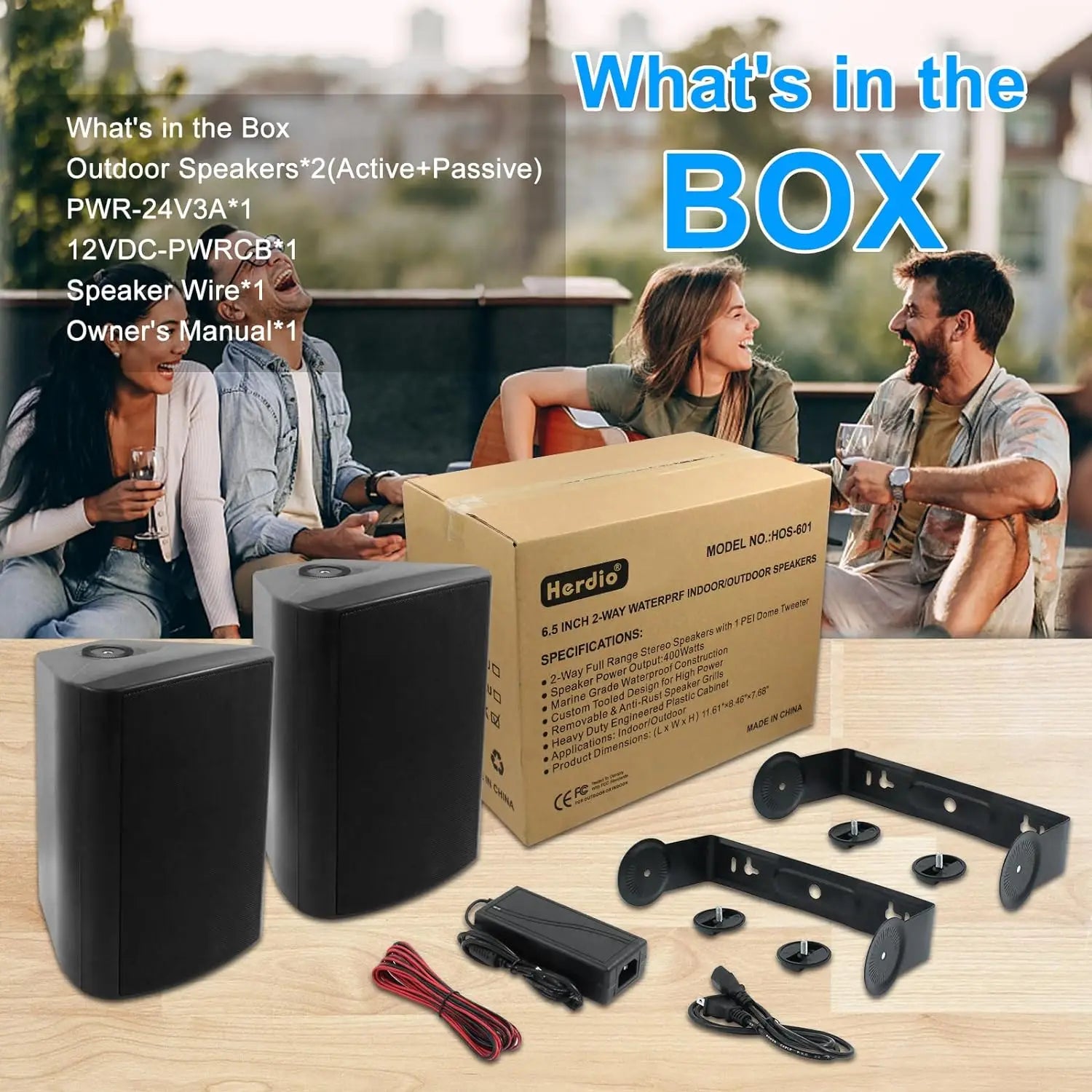 400W Indoor Outdoor Wall Mount Bluetooth Speakers