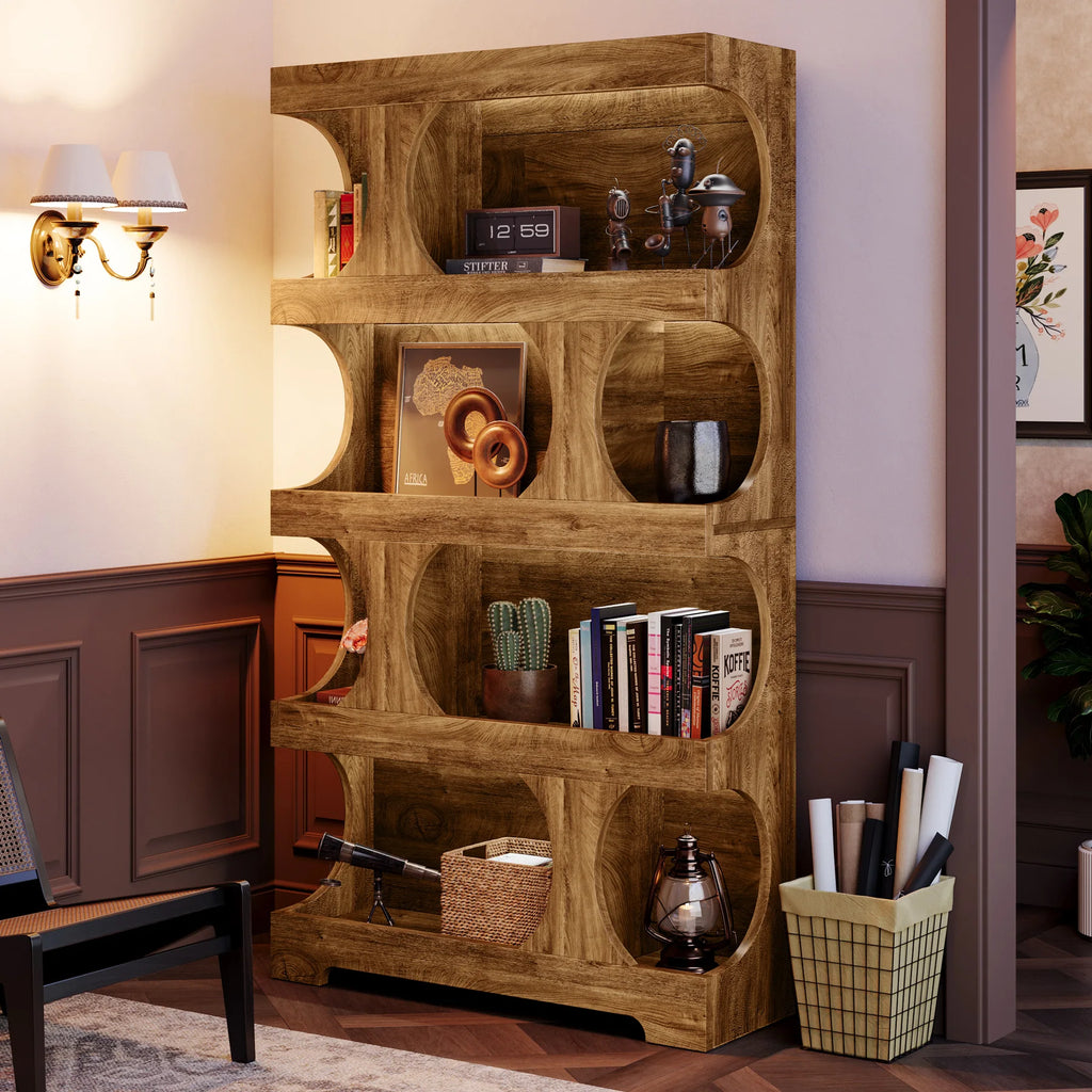 Tribesigns 71" Tall S-Shaped 4-Tier Bookcase