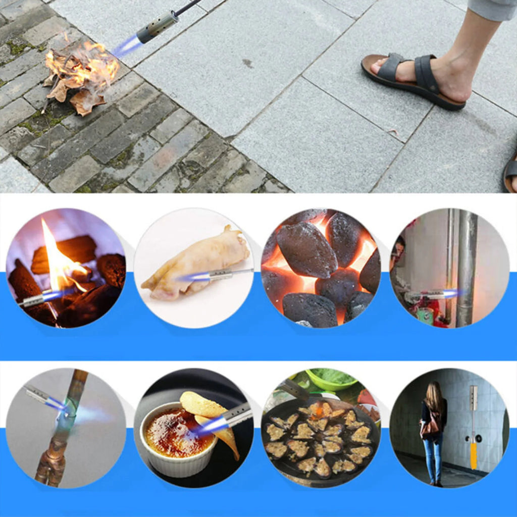 Heavy-Duty Long-Arm Weed Torch | High-Output Outdoor Flamethrower