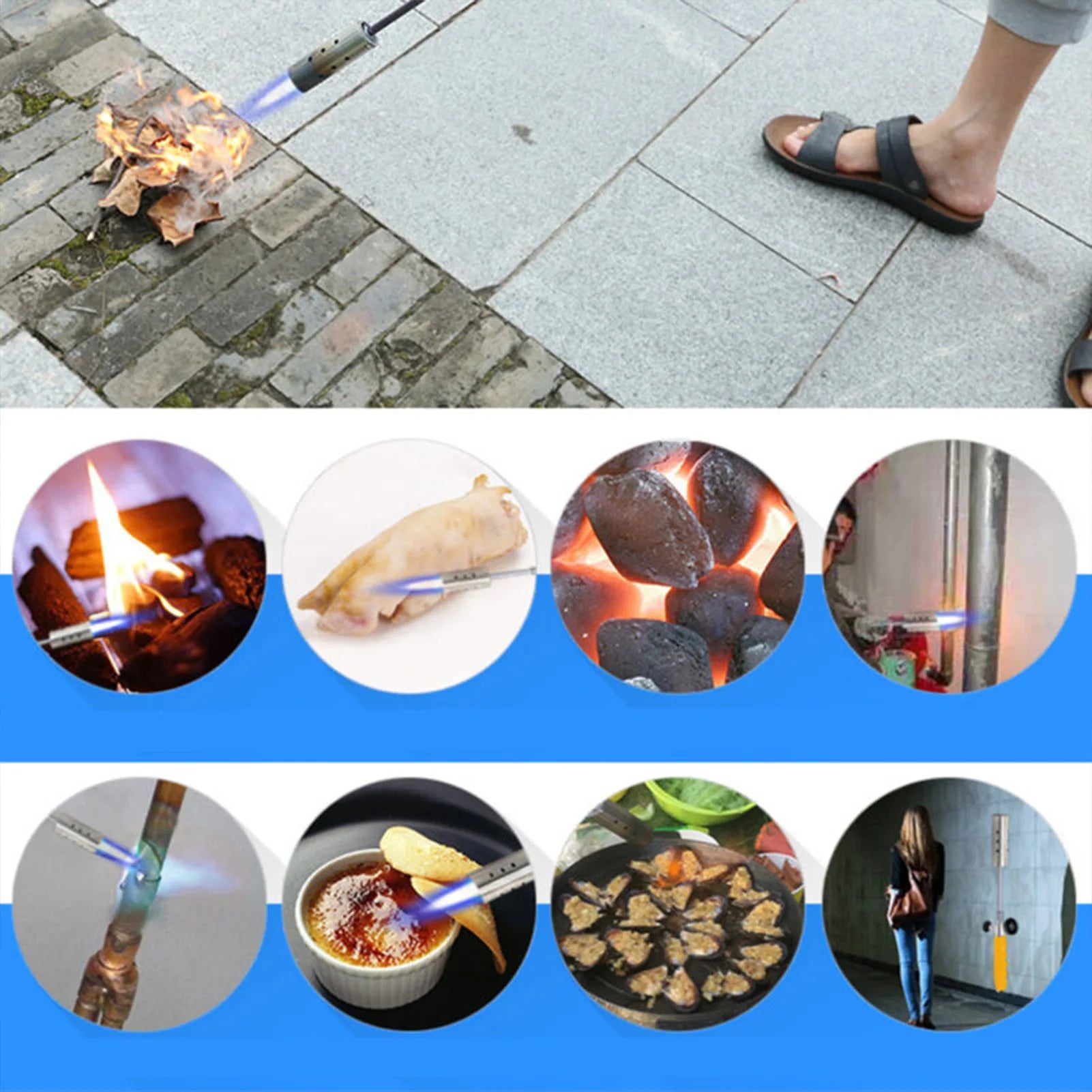 Heavy-Duty Long-Arm Weed Torch | High-Output Outdoor Flamethrower