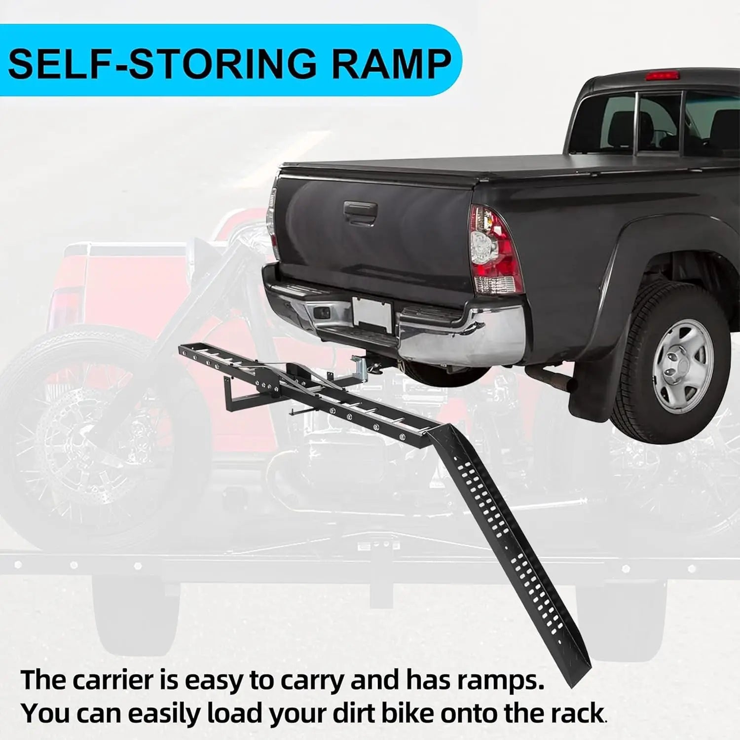Heavy-Duty Hitch-Mount Motorcycle Carrier (600 lbs Capacity)