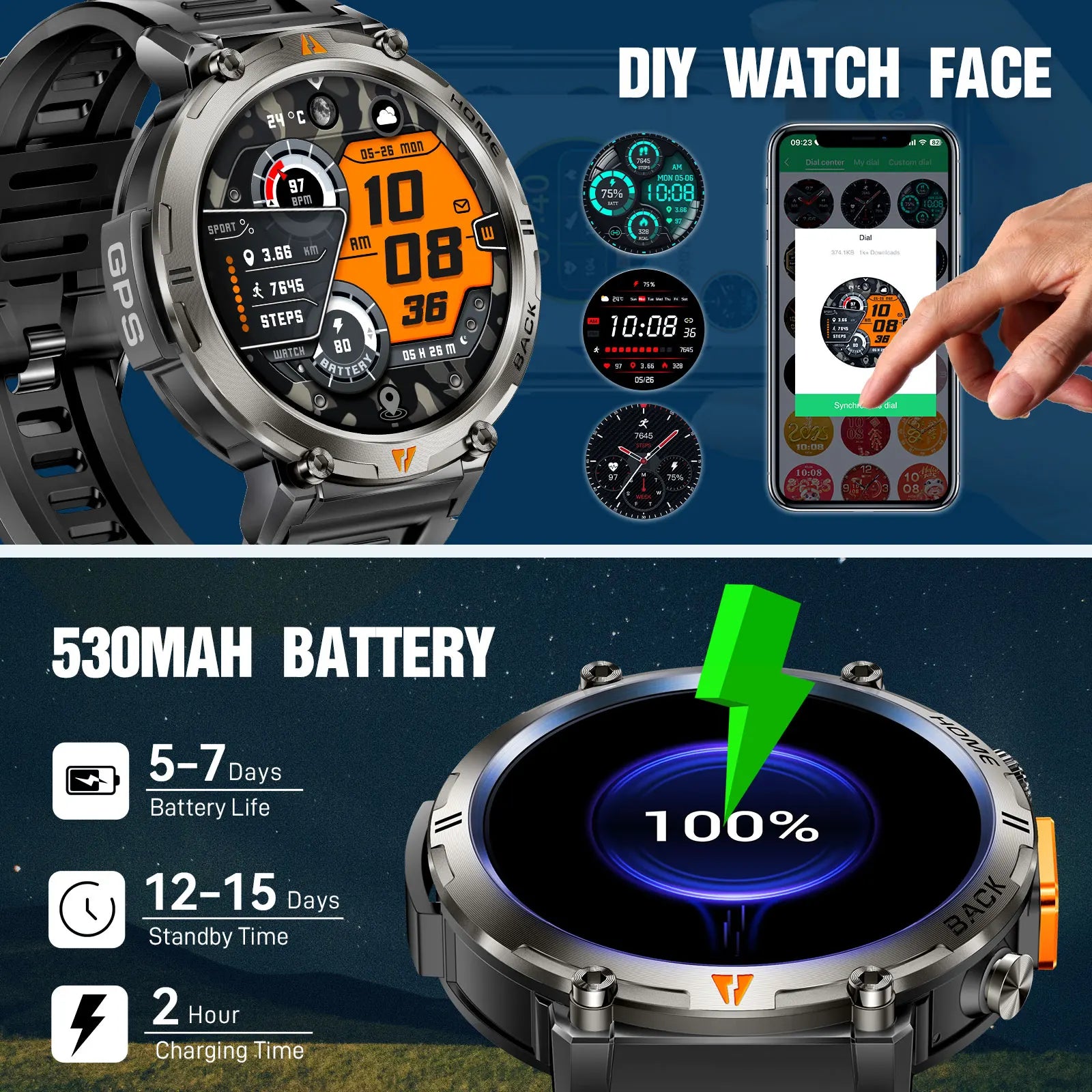 Bluetooth touch screen smartwatch and health monitor