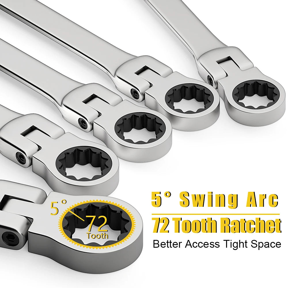 8pcs Durable Ratchet Wrench Set Metric 8-19mm