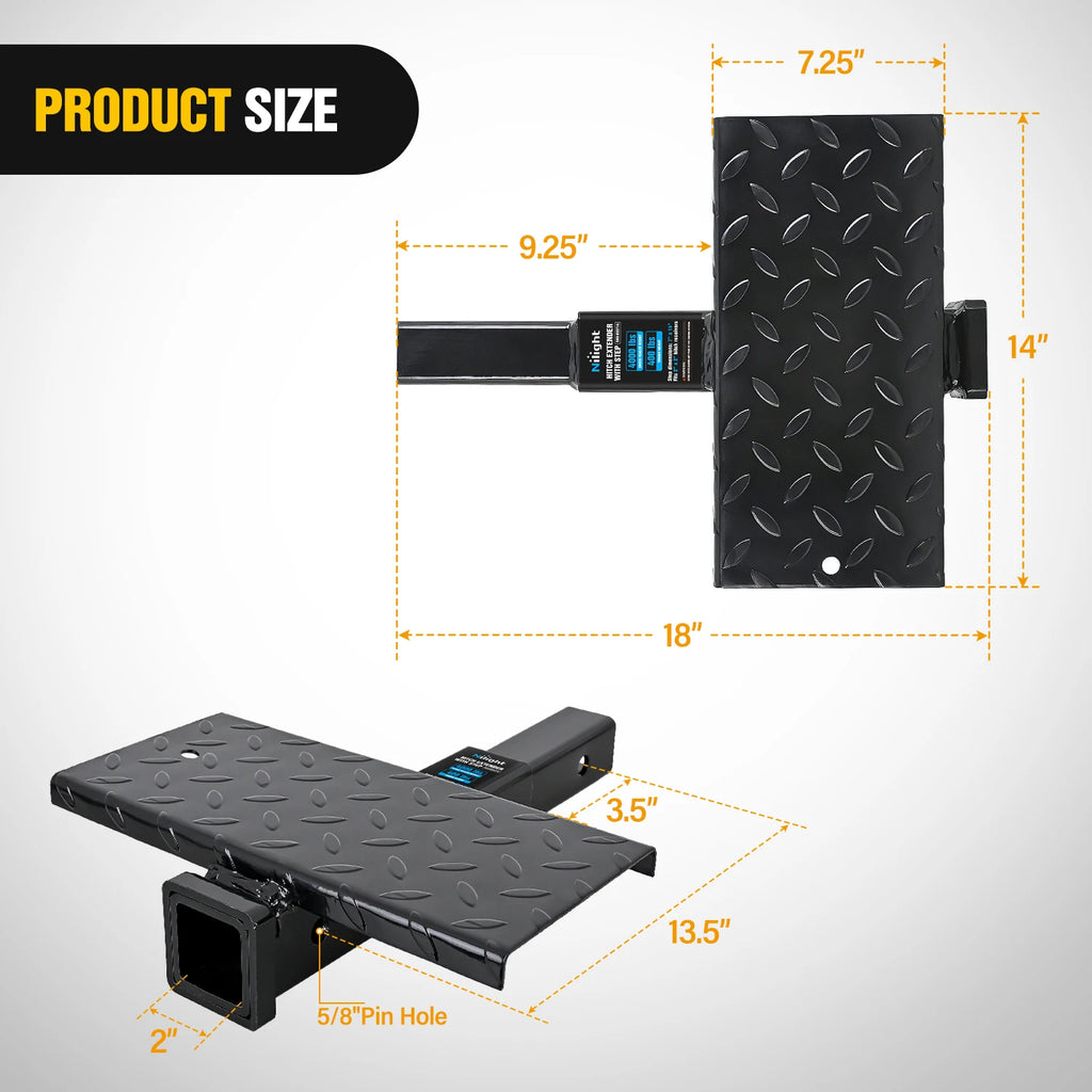 Nilight Heavy-Duty Hitch Extender with Anti-Slip Step