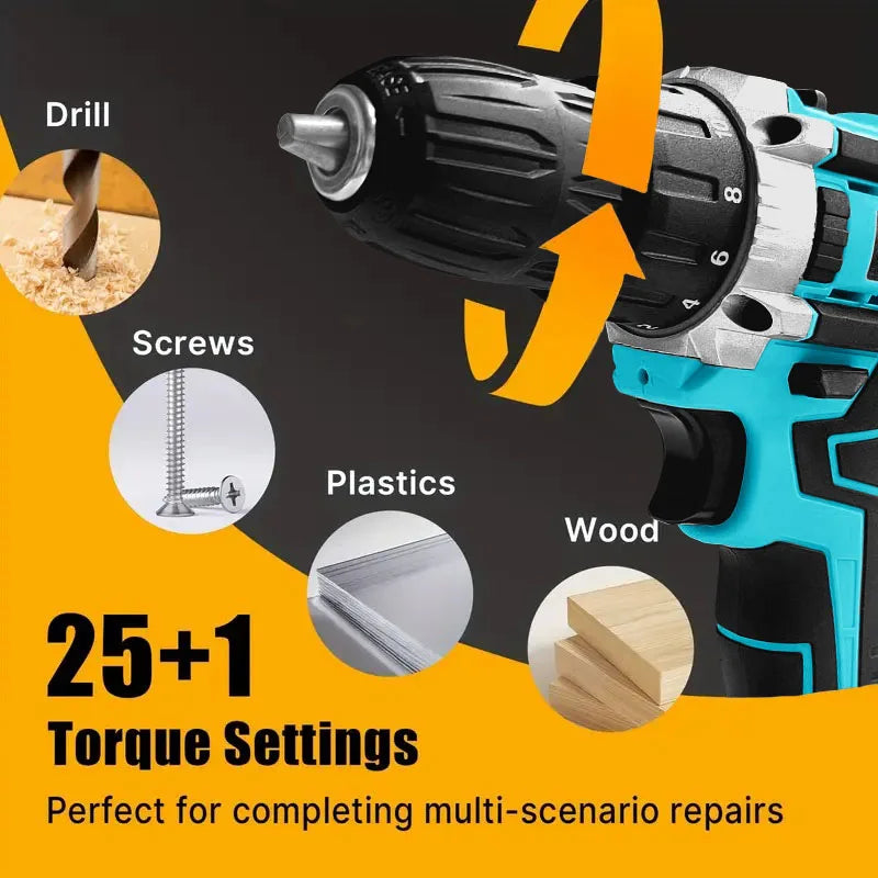 21V Cordless Drill Set with Lithium-Ion Battery
