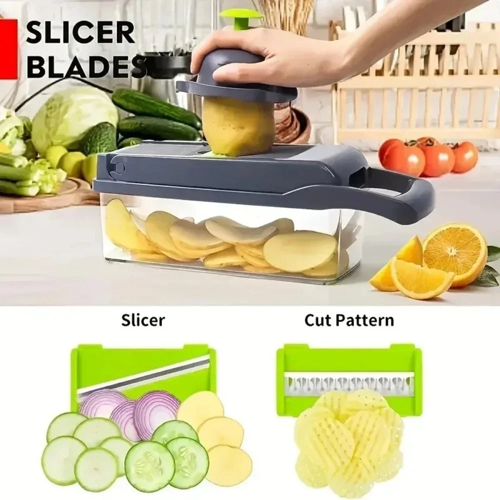Multifunctional Vegetable Chopper, Slicer, Dicer, Grater, with Handle