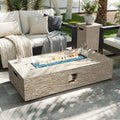 Modern 56-Inch Concrete Propane Fire Pit Table (50,000 BTU) with Hidden Tank Cover