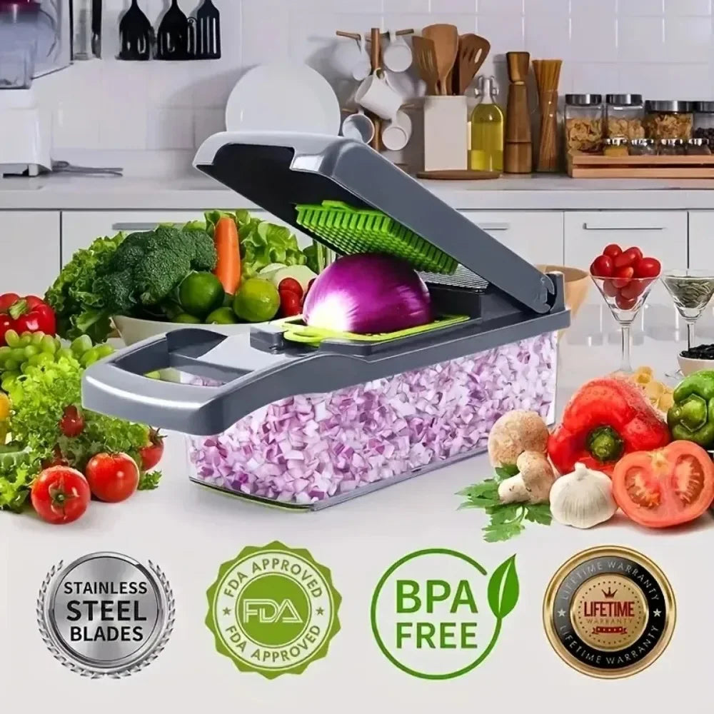 Multifunctional Vegetable Chopper, Slicer, Dicer, Grater, with Handle