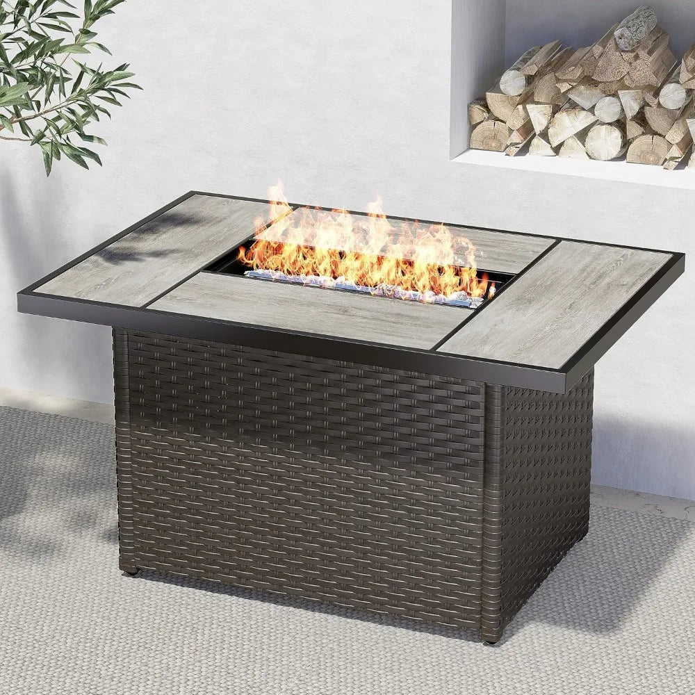 Grand Patio Outdoor Gas Fire Pit Table – 43-inch 50,000 BTU Rectangle Propane Firepit with Ceramic Tile Top