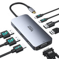 USB C Docking Station with 2 Display Port, HDMI, VGA, USB Ports for Multi-Monitor Setup