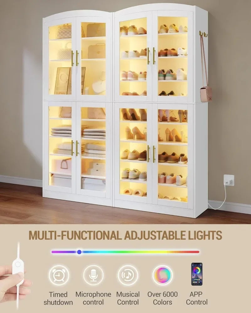 Hzuaneri 9-Tier Shoe Storage Cabinet with Glass Doors