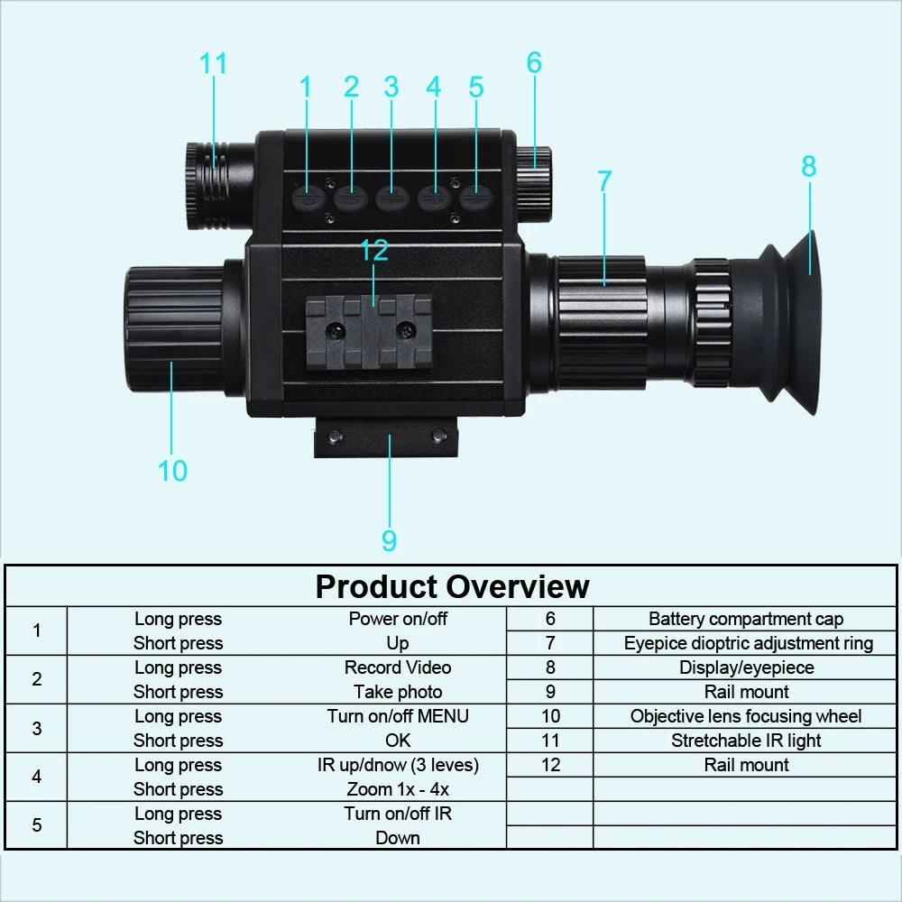 5X Zoom HD 1080P Digital Night Vision Riflescope, Sight Monocular