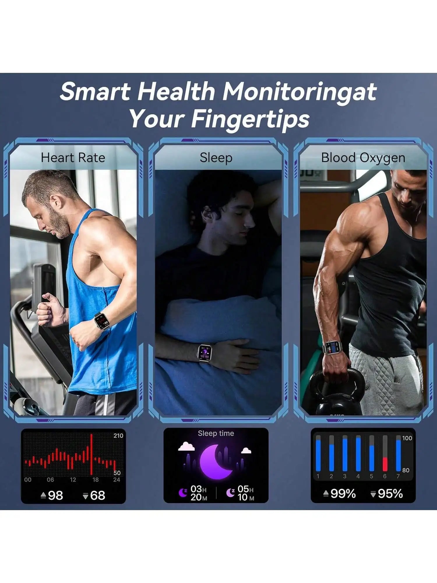 Touch Screen Smart Watches for Men Women with Case and 7 Watch Bands