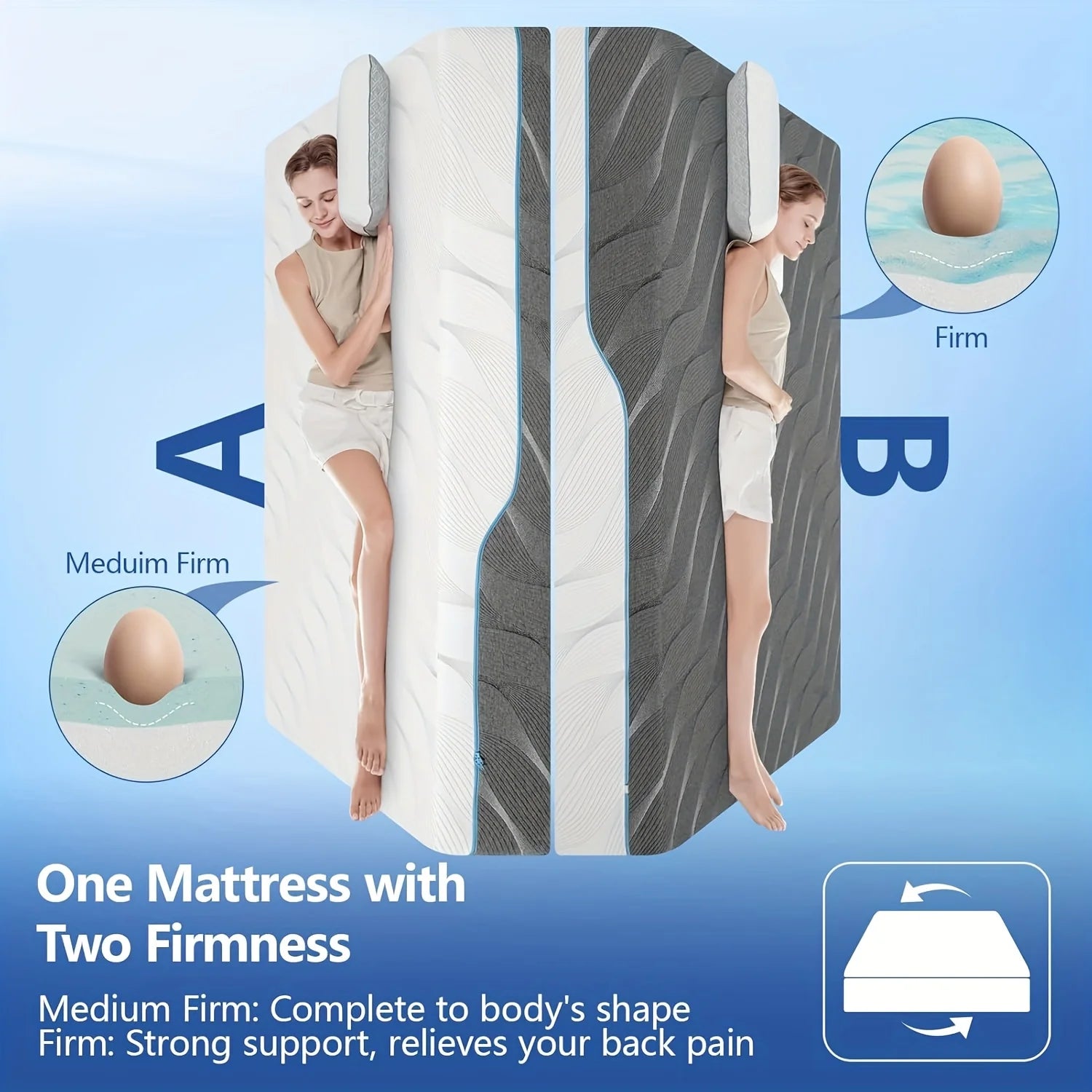 Extra Firm Queen Size Mattress, 8/10 inch