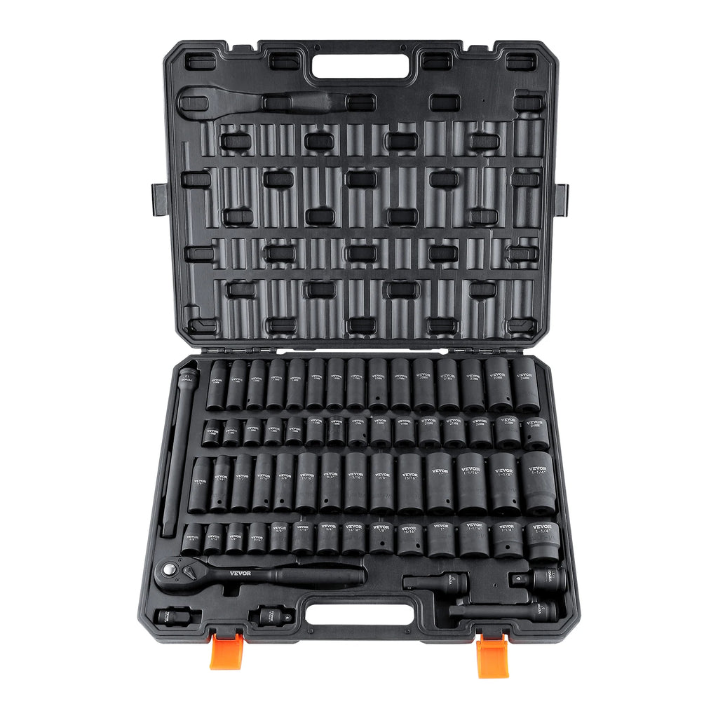 1/2" Drive Impact Socket Master Set – 65-Piece SAE and Metric Heavy-Duty Mechanic Tool Kit