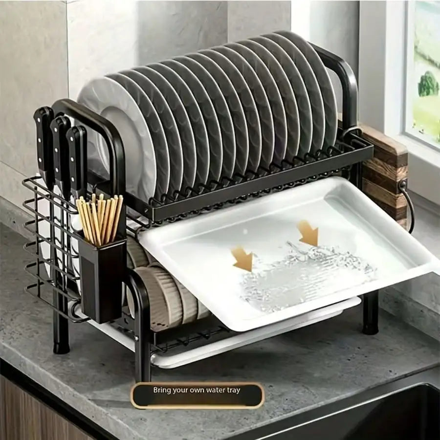 Multi-Functional Large Capacity Dish Rack With Drainer