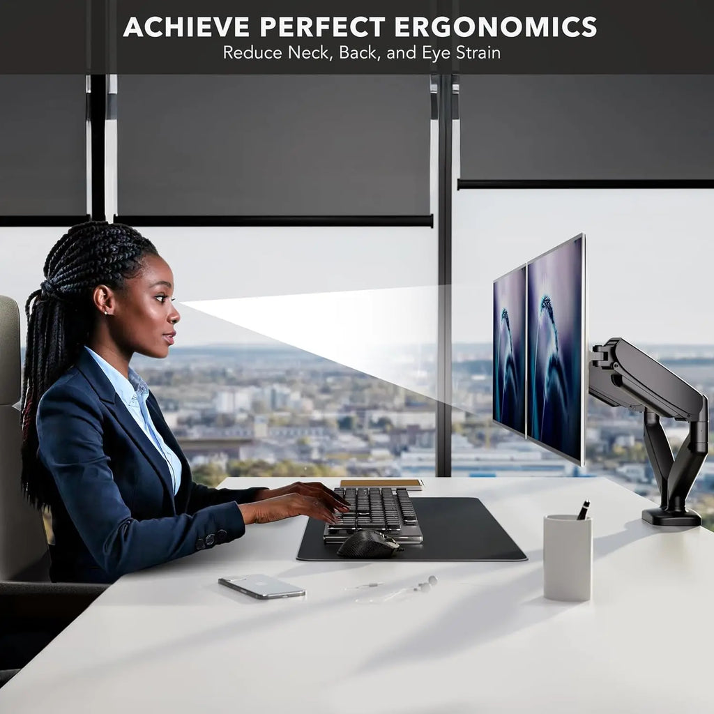 Dual Monitor Desk Mount with Full Motion Gas Spring Arms