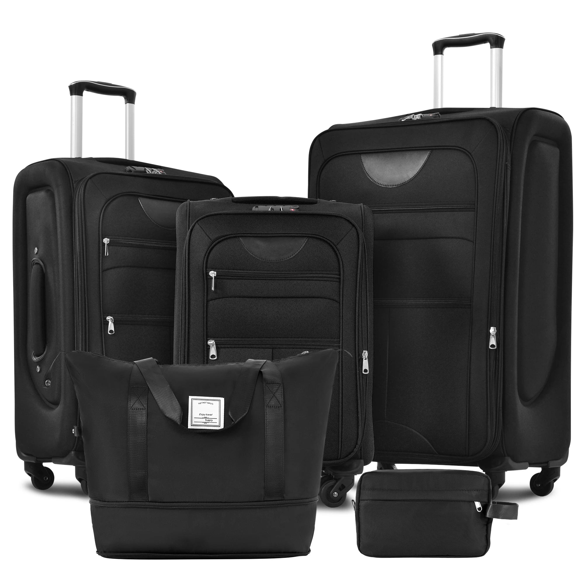 Softside Luggage Expandable 5 Piece Set with Duffel Bag