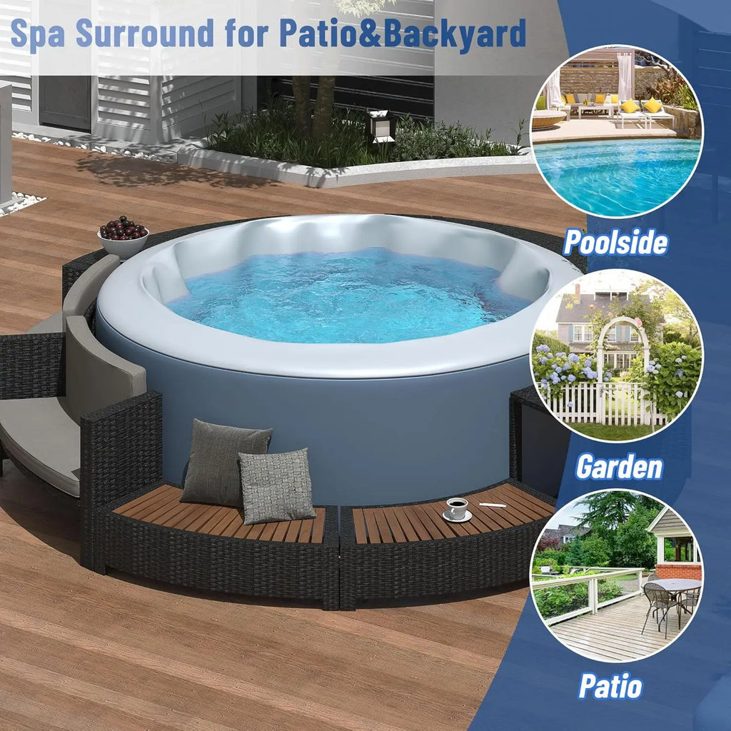 Rattan Patio Sofa Set with Storage & Cushions for Outdoor Garden Backyard