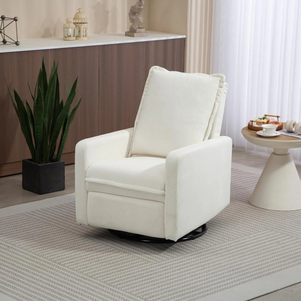 360 Degree Swivel Rocking Glider Chair Manual Recliner High Backrest Comfy Modern Armchair