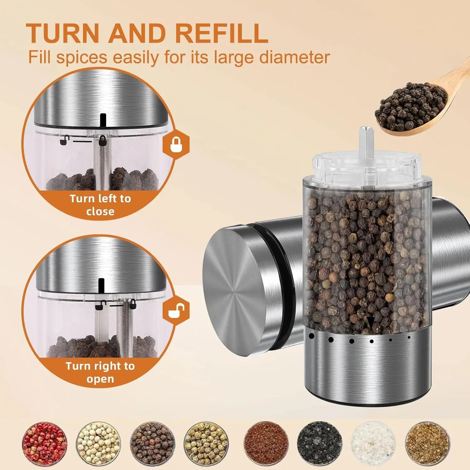Rechargeable Electric Salt and Pepper Grinder Set