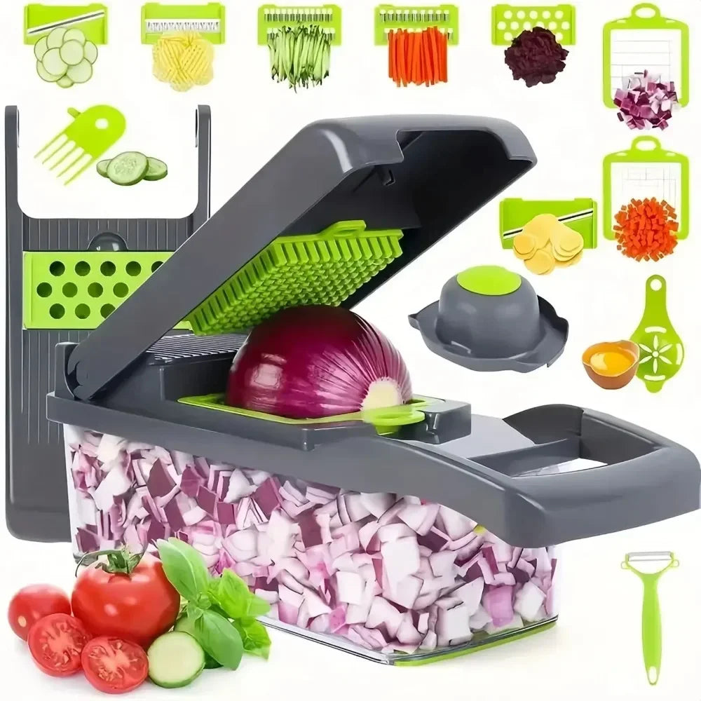 Multifunctional Vegetable Chopper, Slicer, Dicer, Grater, with Handle