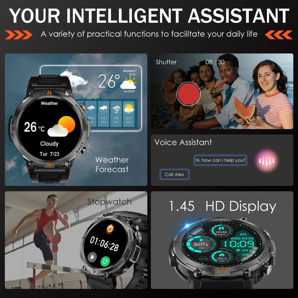 Bluetooth touch screen smartwatch and health monitor