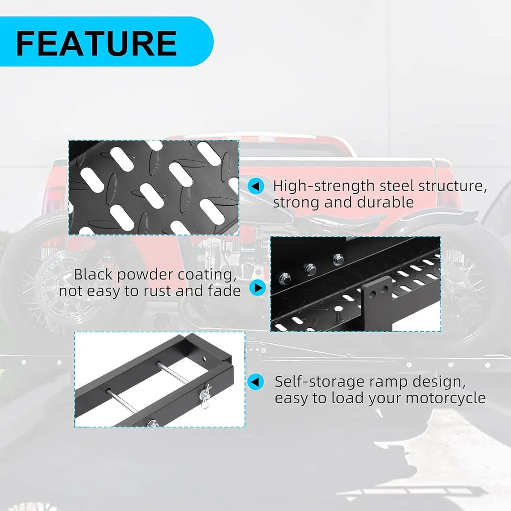 Heavy-Duty Hitch-Mount Motorcycle Carrier (600 lbs Capacity)