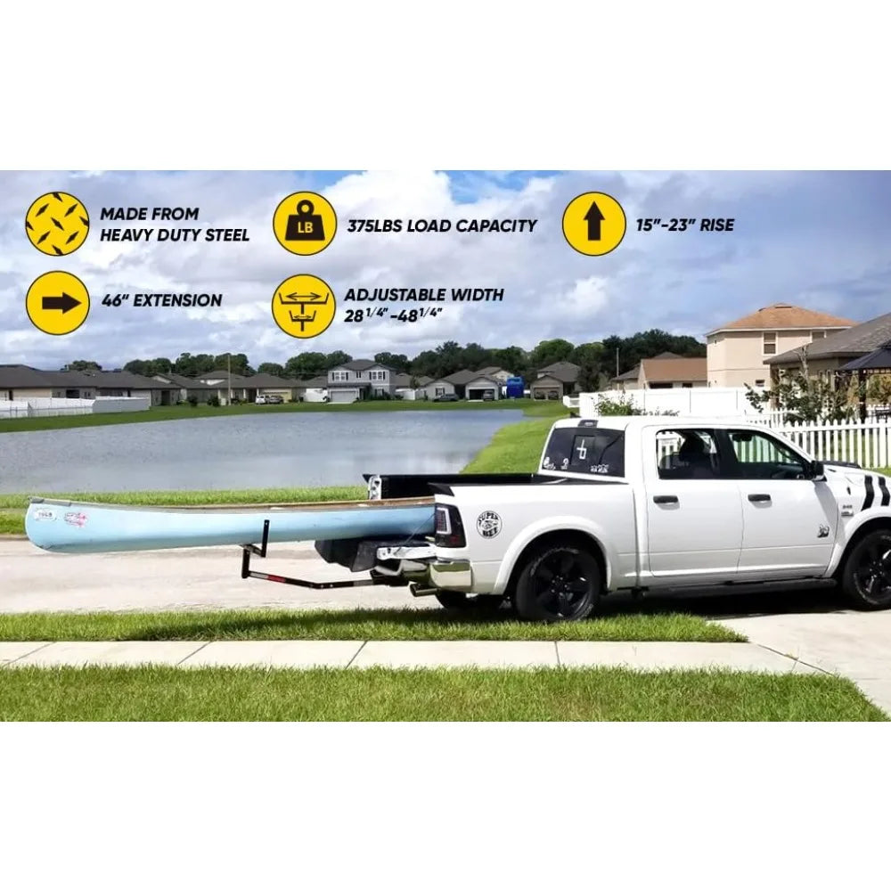 Hitch Mount Pick Up Truck Bed Extender for Ladder Rack Canoe Kayak Long Pipes Lumber Cargo Carrier