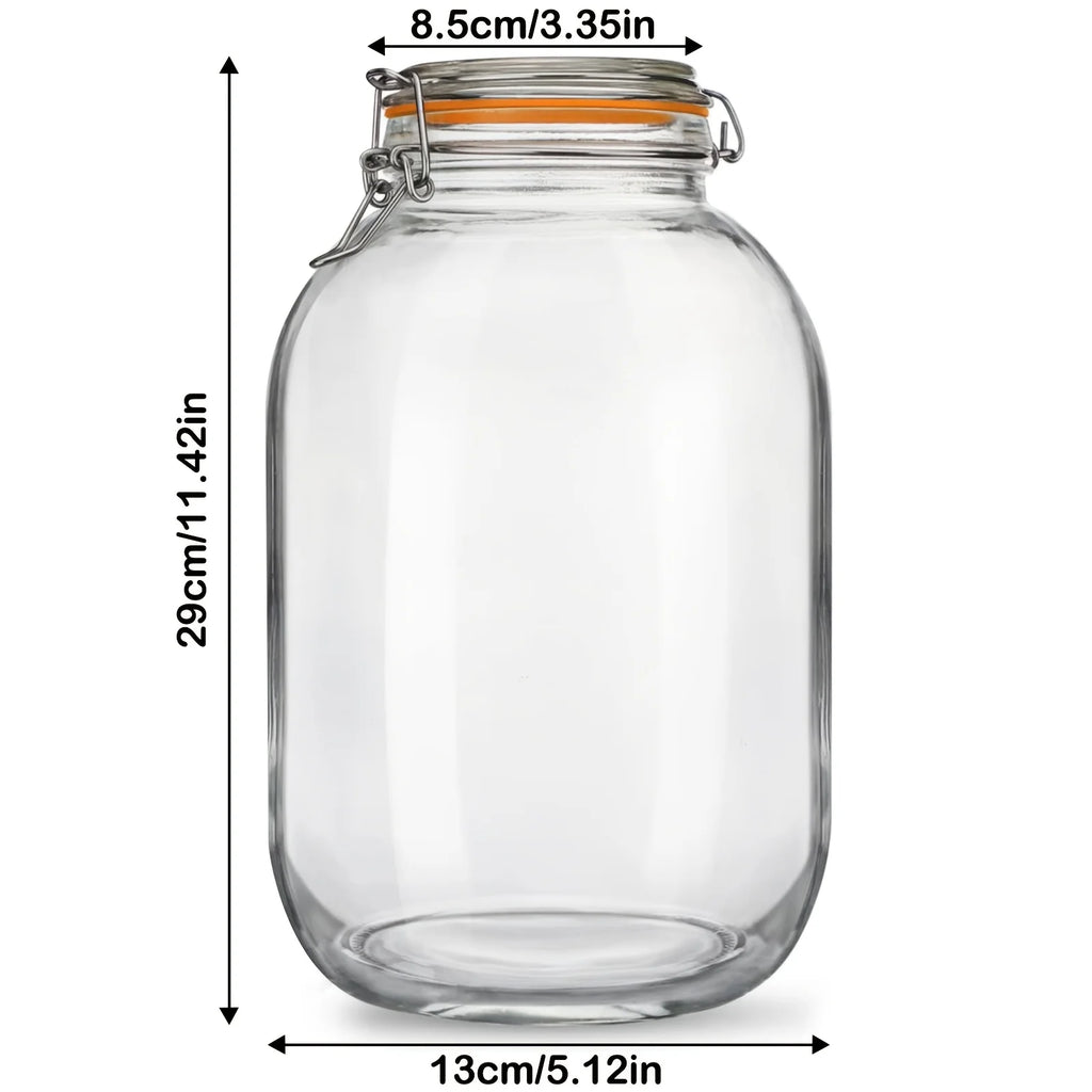 1 Gallon Wide Mouth Glass Mason Jars with Hinged Airtight Lids & Replacement Silicone Gaskets