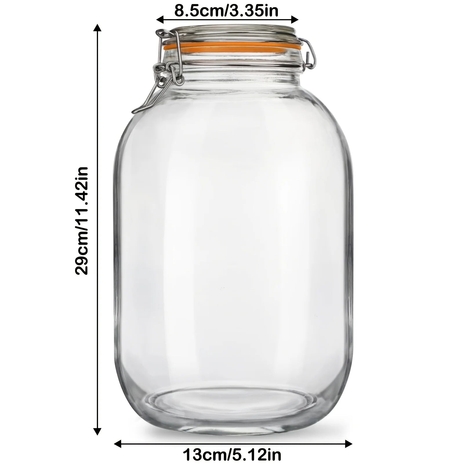 1 Gallon Wide Mouth Glass Mason Jars with Hinged Airtight Lids & Replacement Silicone Gaskets