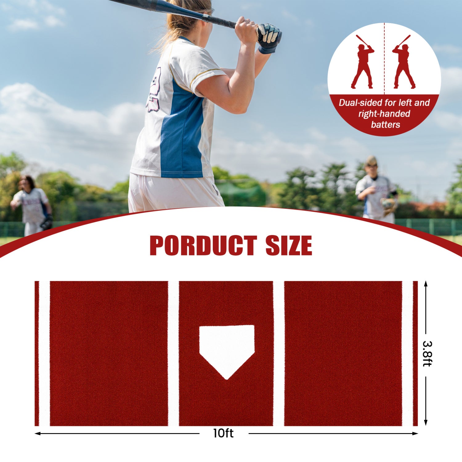 Softball Pitching Mat 10 x 3 Feet Softball Training Aid