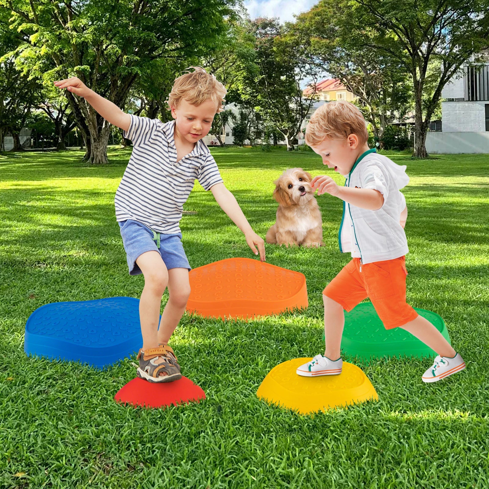 Stepping Stones for Kids 5 PCS Non-Slip Balance Stones with Storage Bag
