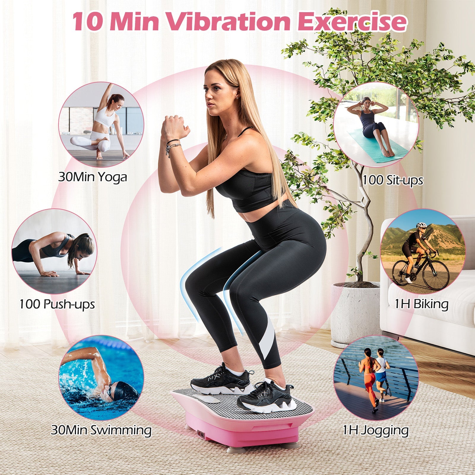 Vibration Plate Exercise Machine for Lymphatic Drainage and Weight Loss with 10 Speed Intensities