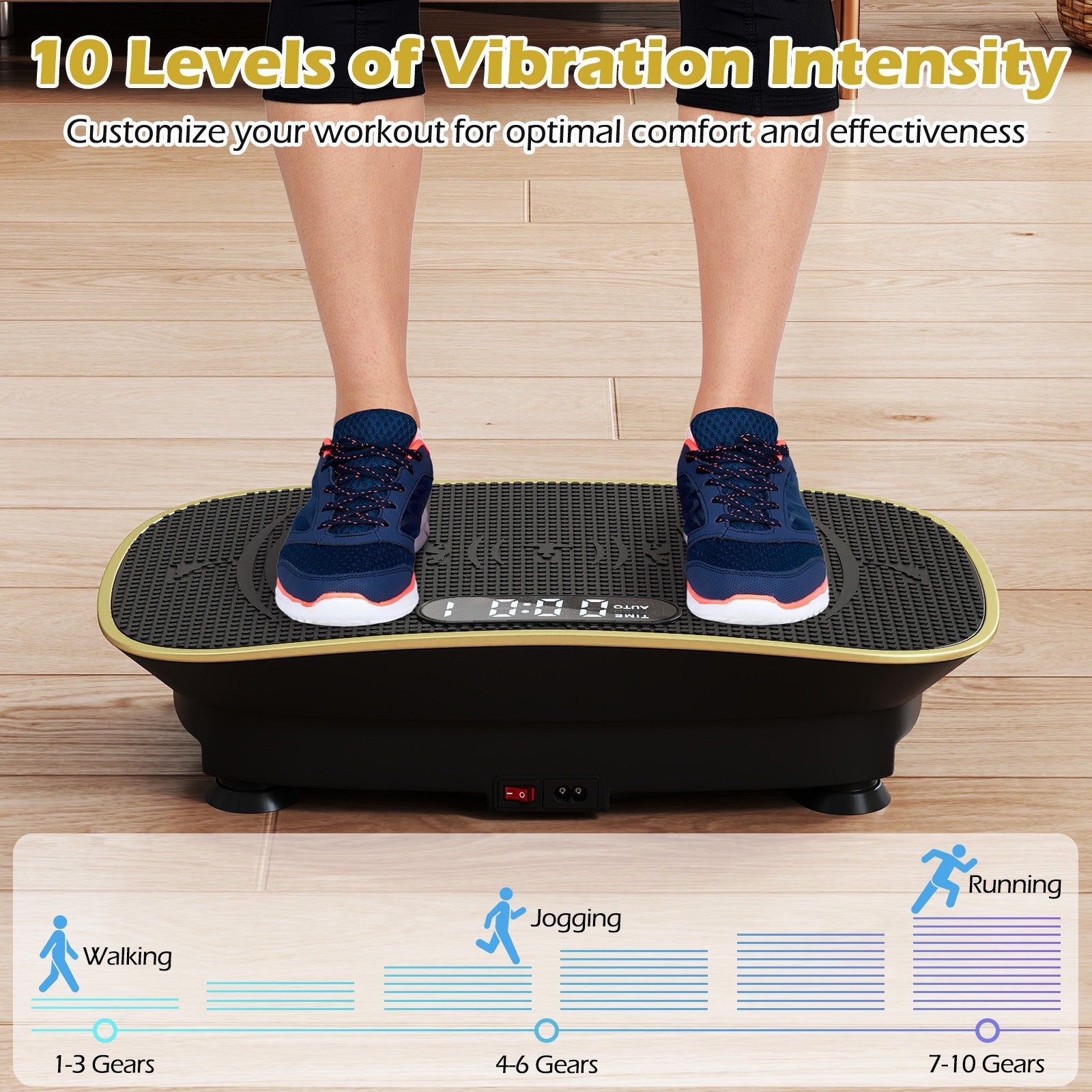 Vibration Plate Exercise Machine for Lymphatic Drainage and Weight Loss with 10 Speed Intensities