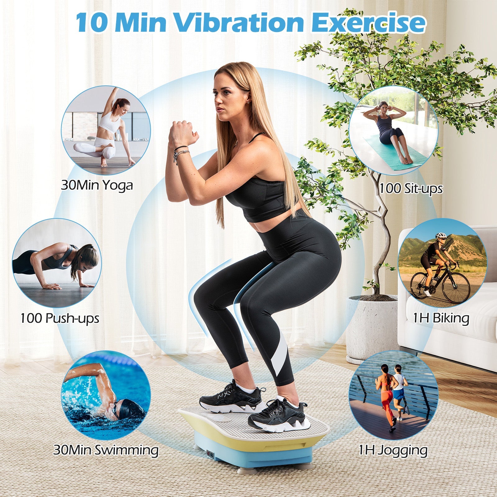 Vibration Plate Exercise Machine for Lymphatic Drainage and Weight Loss with 10 Speed Intensities