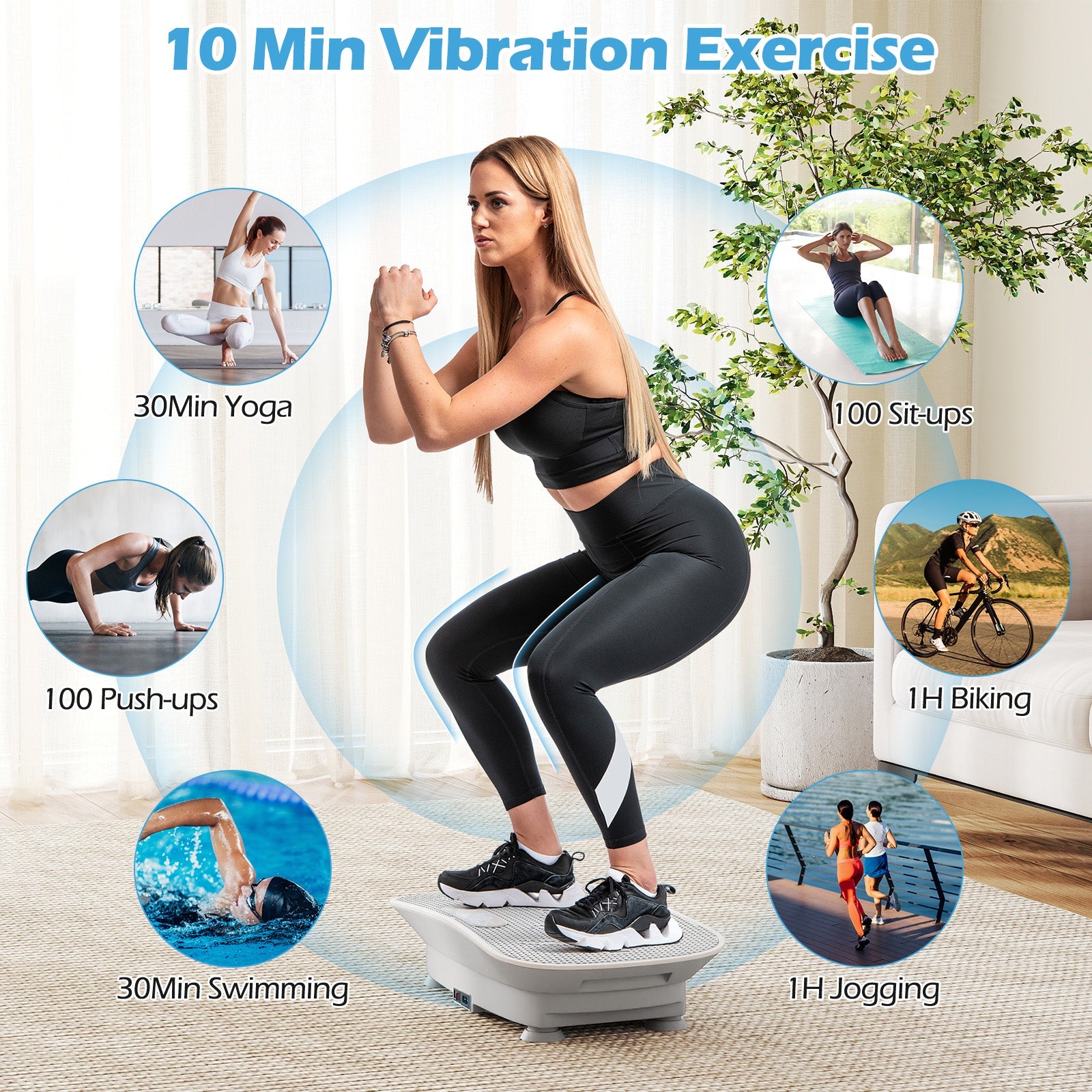 Vibration Plate Exercise Machine for Lymphatic Drainage and Weight Loss with 10 Speed Intensities