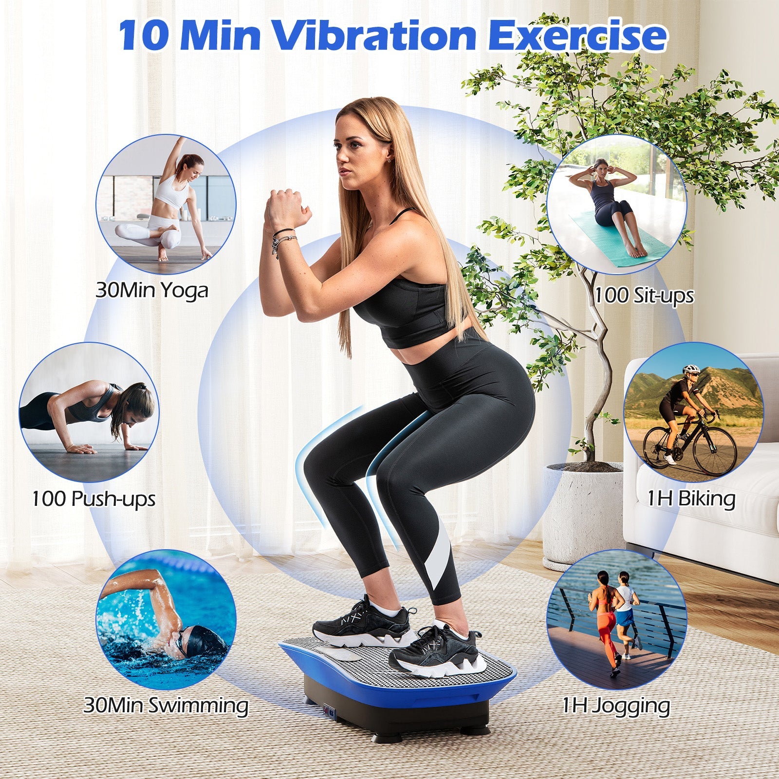 Vibration Plate Exercise Machine for Lymphatic Drainage and Weight Loss with 10 Speed Intensities