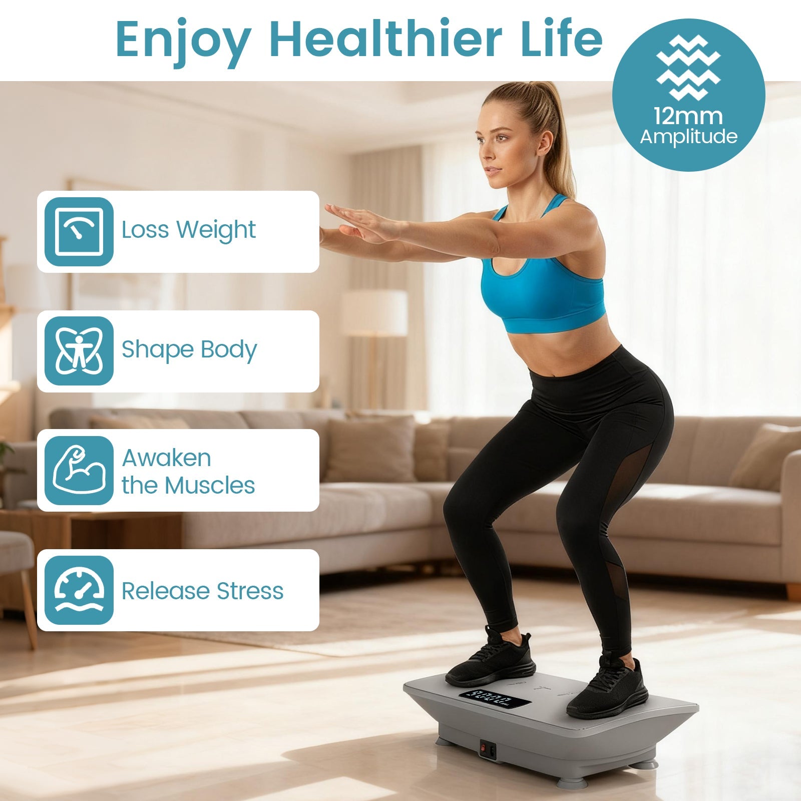 Vibration Plate Exercise Machine with Gravity Sensor for Home