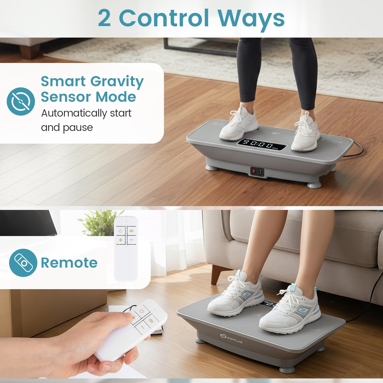 Vibration Plate Exercise Machine with Gravity Sensor for Home