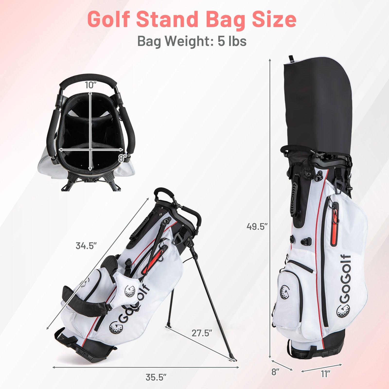 Women's Complete Golf Clubs and Bag Set with Headcovers and Putter-Red