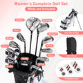 Women's Complete Golf Clubs and Bag Set with Headcovers and Putter-Red