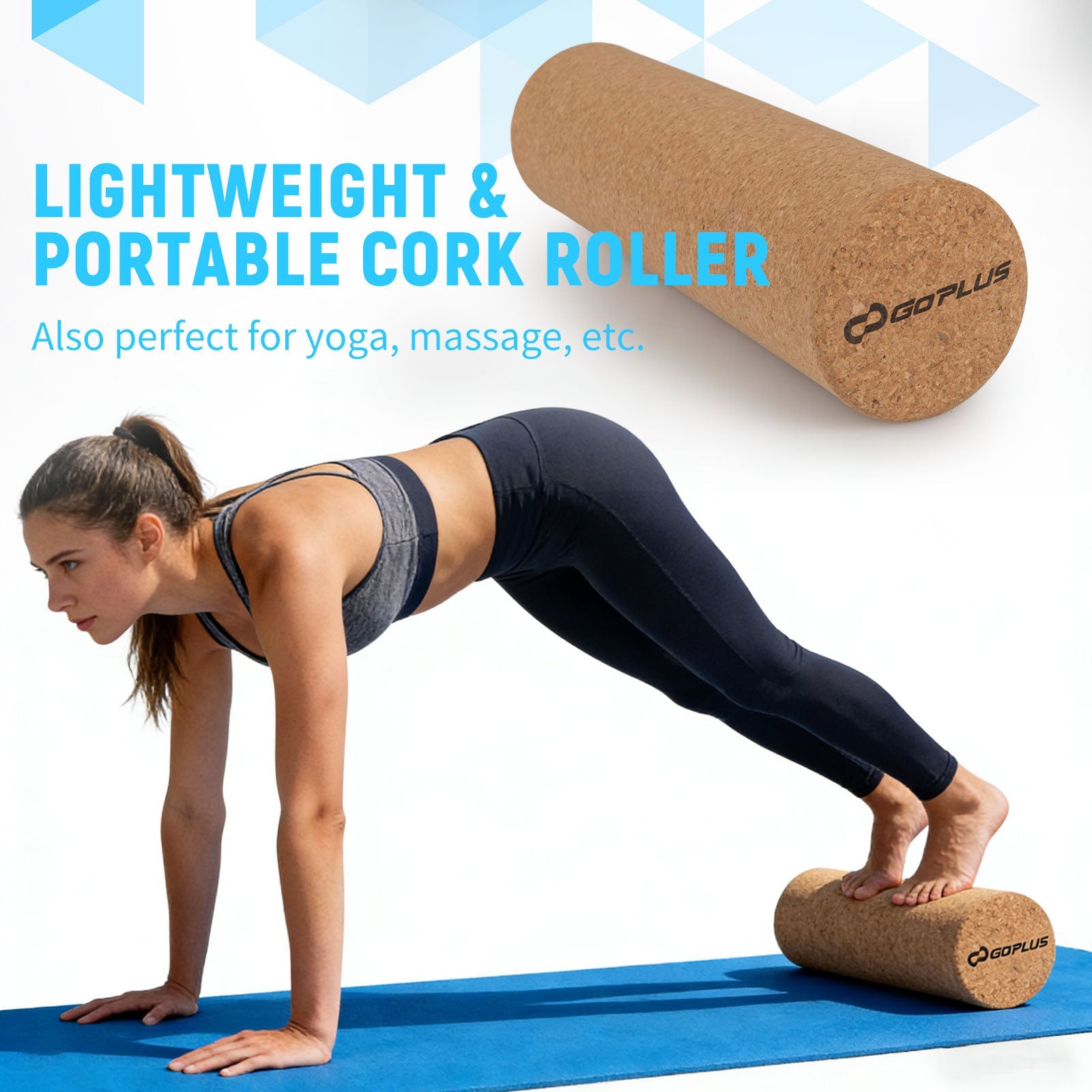 Wooden Balancing Board with Cork Roller and Storage Rack to Exercise