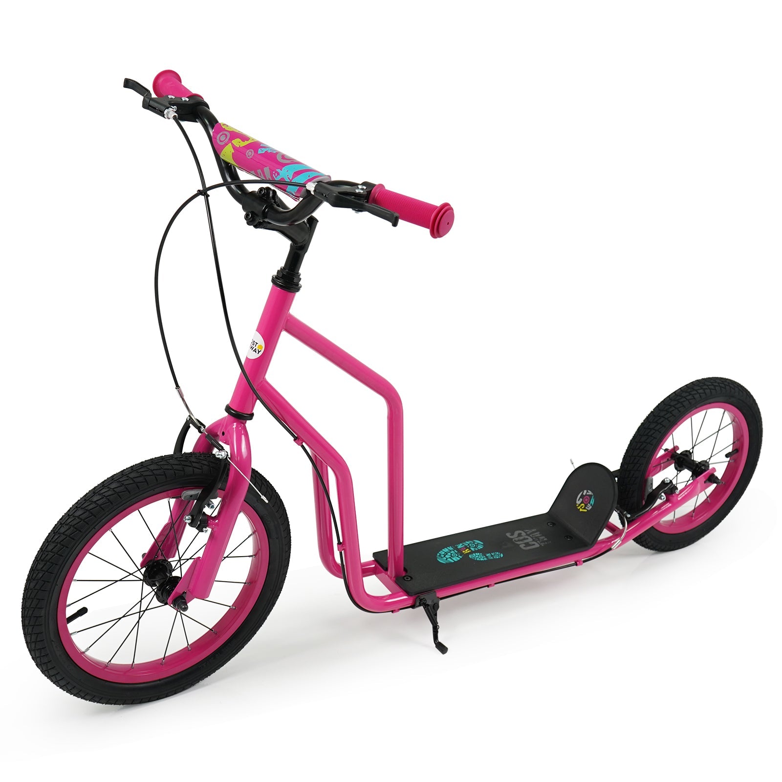 Youth Scooter with Adjustable Handlebar and 16/14-Inch Inflatable Wheels for Age 8+ Years Old