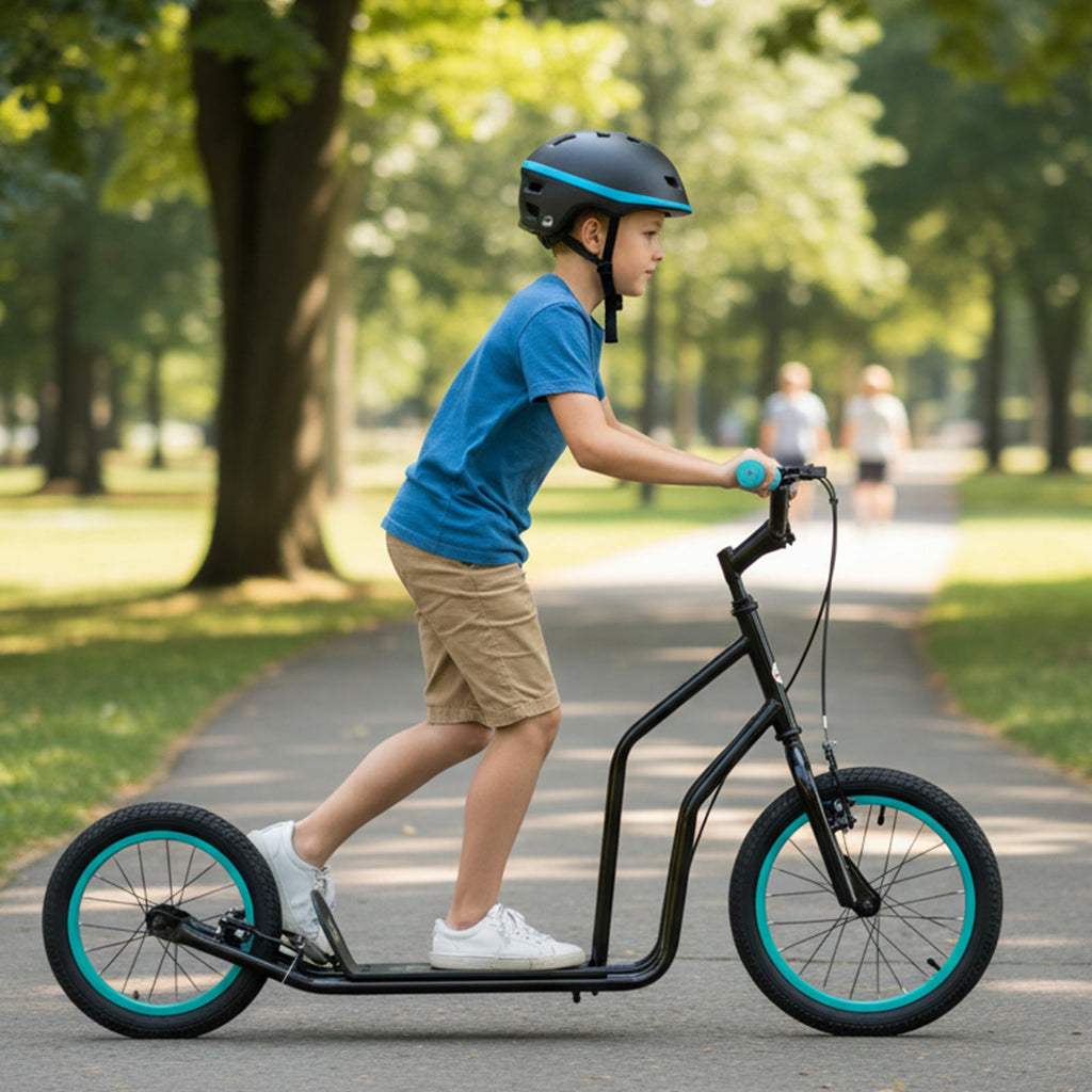 Youth Scooter with Adjustable Handlebar and 16/14-Inch Inflatable Wheels for Age 8+ Years Old