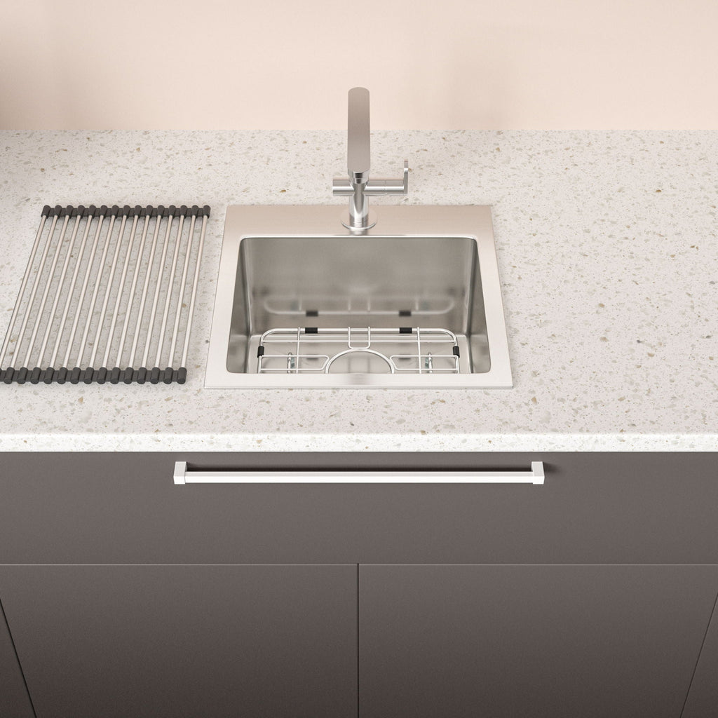 Premium Laundry Drop In Utility Sink 16 Gauge Stainless Steel, Topmount