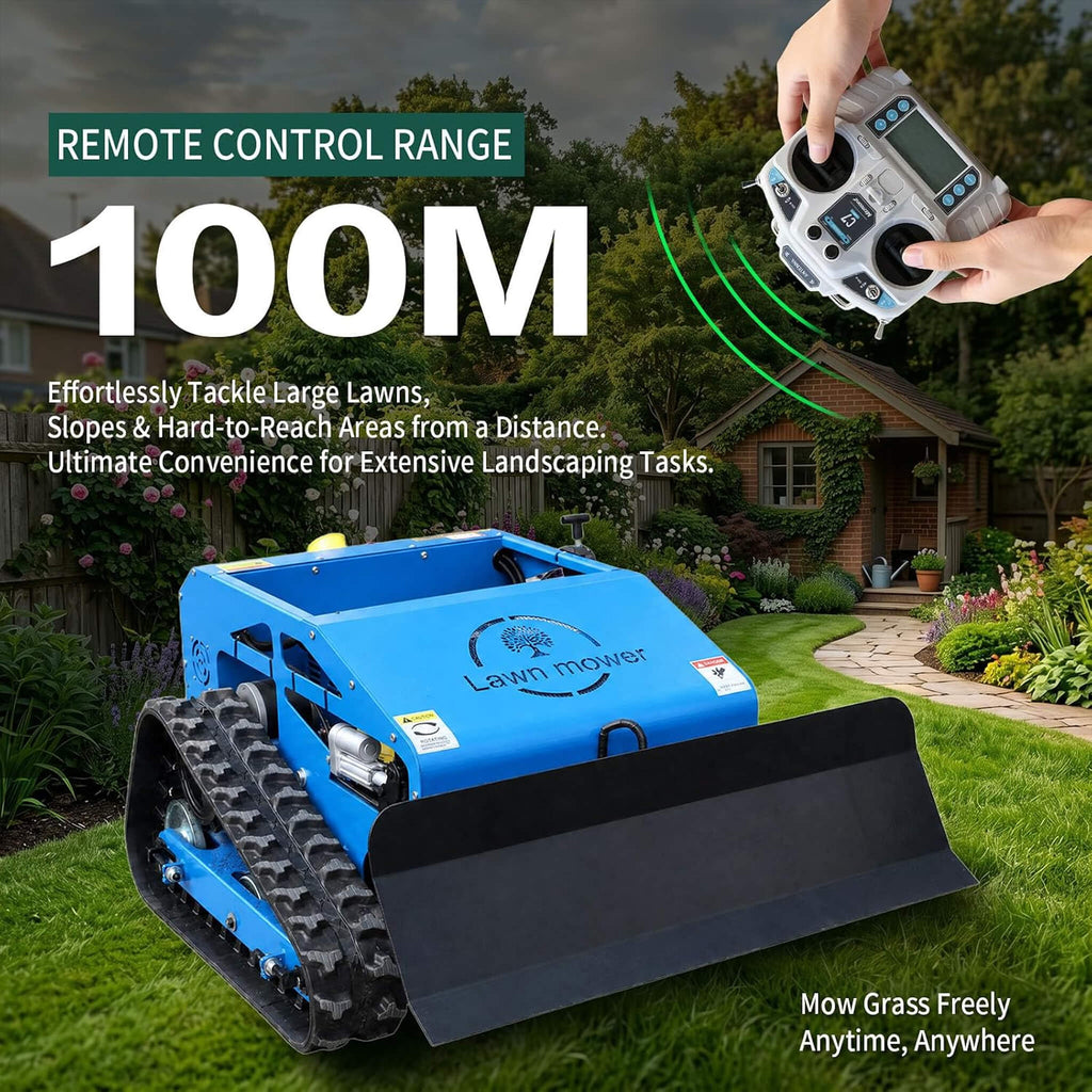 Heavy-Duty 9HP Remote-Controlled Track Gas Lawn Mower With Snow Plow (SAK71268)