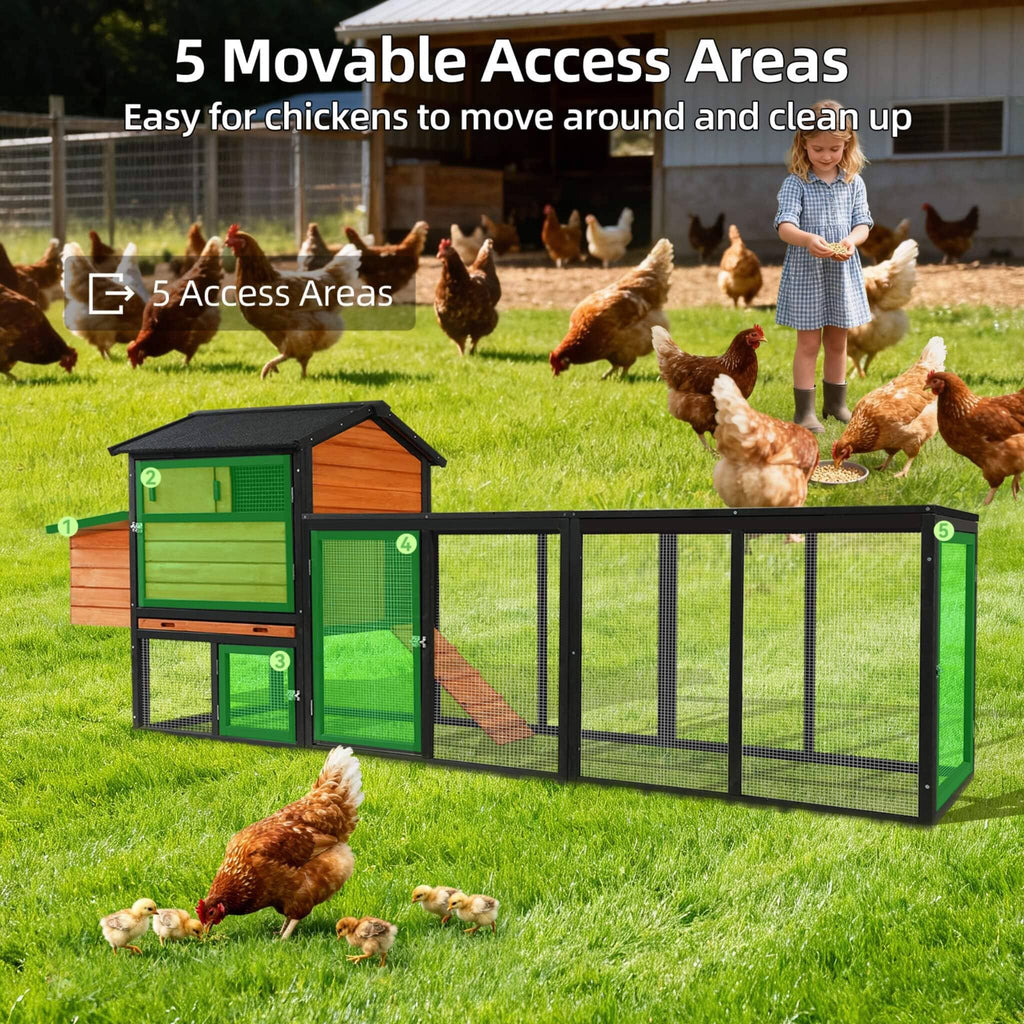 Large 114-Inch Outdoor Wooden Chicken Coop With Run And Nesting Box (SAK83516)