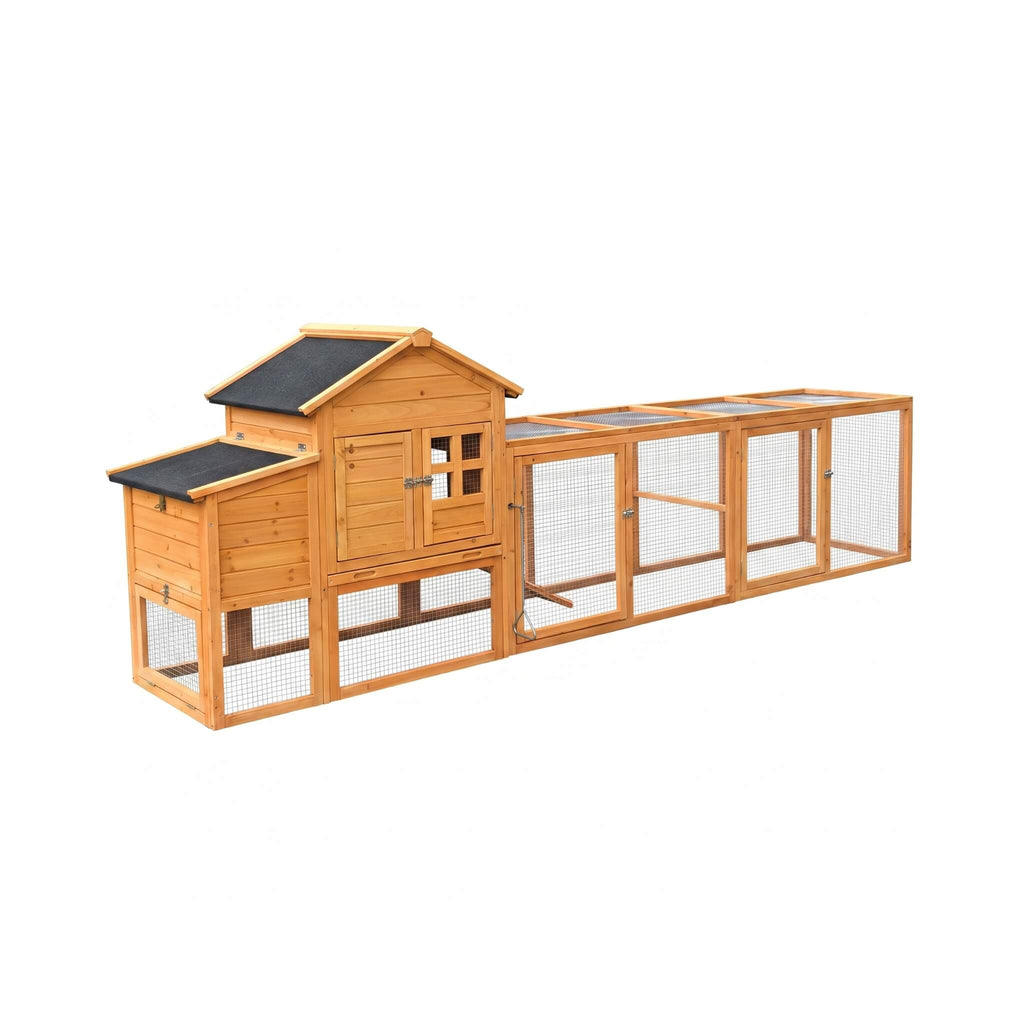 Large 122-Inch Chicken Coop With Run, Nest Box & Removable Tray For 4-6 Hens (SAK19542)